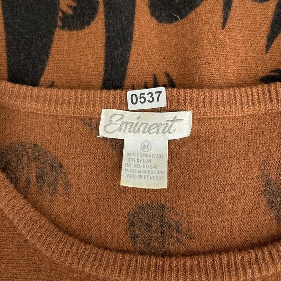 80s Vintage Eminent Wool Blend Patterned Sweater Crewneck Womens M *Needs Repair - Picture 5 of 11